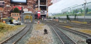 Looking across the track